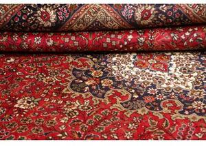 Tappeto Tabriz Medaglione Floreale Rosso Scuro Blu Scuro 247x356 Cm