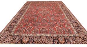 Tappeto Sarough Floreale Rosso Mattone Blu Scuro 283x398 Cm