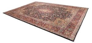 Tappeto Kerman Medaglione Floreale Blu Scuro Rosso Cremisi 272x387 Cm