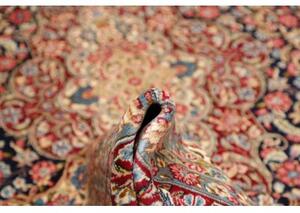Tappeto Kerman Medaglione Floreale Blu Scuro Rosso Cremisi 272x387 Cm