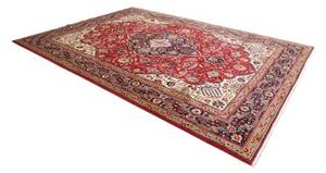Tappeto Tabriz Medaglione Floreale Rosso Blu Scuro 250x358 Cm
