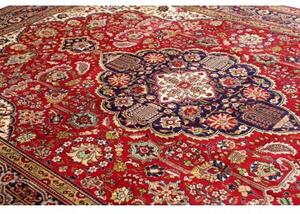 Tappeto Tabriz Medaglione Floreale Rosso Blu Scuro 250x358 Cm