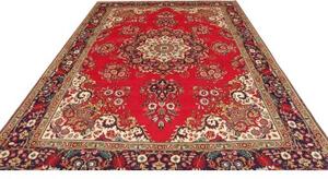 Tappeto Tabriz Medaglione Floreale Rosso Blu Scuro 240x348 Cm