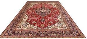 Tappeto Tabriz Medaglione Floreale Rosso Blu Scuro 250x358 Cm