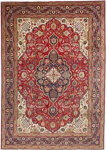 Tappeto Tabriz Medaglione Floreale Rosso Blu Scuro 250x358 Cm