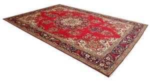 Tappeto Tabriz Medaglione Floreale Rosso Blu Scuro 240x348 Cm