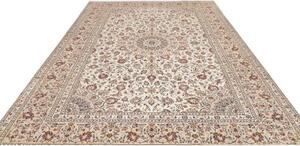 Tappeto Kashan Medaglione Floreale Avorio Rosso Bordeaux 250x345 Cm