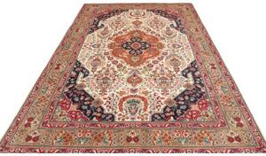 Tappeto Tabriz Medaglione Floreale Avorio Rosso Ruggine 198x303 Cm