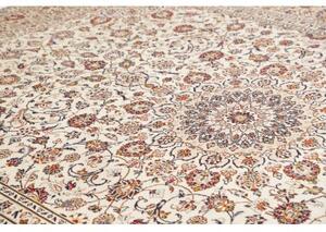 Tappeto Kashan Medaglione Floreale Avorio Rosso Bordeaux 250x345 Cm