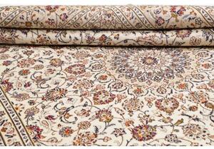 Tappeto Kashan Medaglione Floreale Avorio Rosso Bordeaux 250x345 Cm