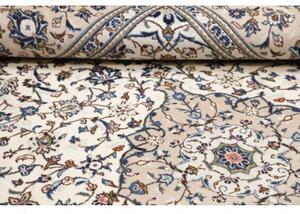 Tappeto Kashan Medaglione Floreale Avorio Blu 195x308 Cm