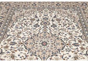 Tappeto Kashan Medaglione Floreale Avorio Blu 195x308 Cm