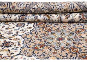 Tappeto Kashan Medaglione Floreale Avorio Blu 250x353 Cm