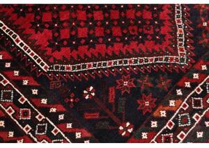 Tappeto Shiraz Geometrico Rosso Nero 210x295 Cm