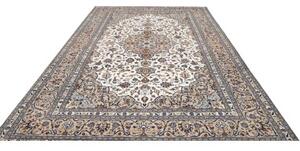Tappeto Kashan Medaglione Floreale Avorio Blu 250x353 Cm