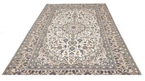 Tappeto Kashan Medaglione Floreale Avorio Blu 195x308 Cm