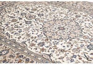 Tappeto Kashan Medaglione Floreale Avorio Blu 195x308 Cm