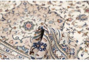 Tappeto Kashan Medaglione Floreale Avorio Blu 195x308 Cm
