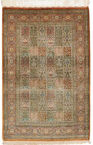 Tappeto Ghom Seta Geometrico Ruggine Verde Salvia 78x120 Cm