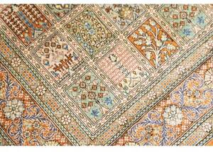 Tappeto Ghom Seta Geometrico Ruggine Verde Salvia 78x120 Cm