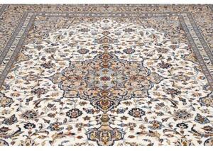 Tappeto Kashan Medaglione Floreale Avorio Blu 250x353 Cm
