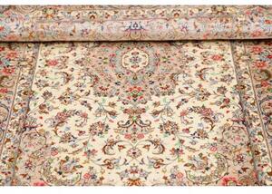 Tappeto Ghom Seta Medaglione Floreale Beige Avorio 80x120 Cm