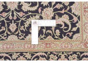 Tappeto Ghom Seta Floreale Nero Beige Quadrato 100x100 Cm