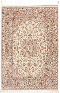 Tappeto Ghom Seta Medaglione Floreale Beige Avorio 80x120 Cm