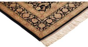 Tappeto Ghom Seta Floreale Nero Beige Quadrato 100x100 Cm