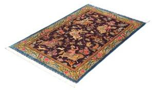 Tappeto Ghom Seta Figurativo Viola Scuro Azzurro 78x120 Cm