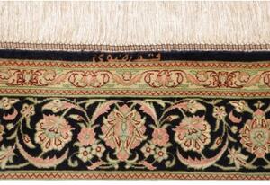 Tappeto Ghom Seta Floreale Nero Beige Quadrato 100x100 Cm