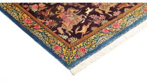 Tappeto Ghom Seta Figurativo Viola Scuro Azzurro 78x120 Cm