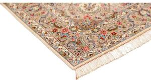Tappeto Ghom Seta Medaglione Floreale Beige Avorio 80x120 Cm