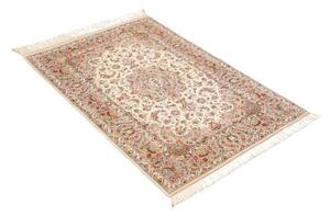 Tappeto Ghom Seta Medaglione Floreale Beige Avorio 80x120 Cm