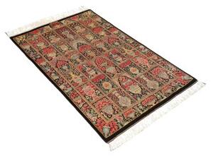 Tappeto Ghom Seta Geometrico Nero Rosso 78x120 Cm