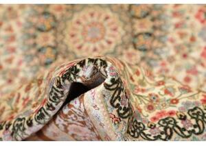 Tappeto Ghom Seta Medaglione Floreale Avorio Marrone 78x117 Cm