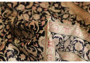 Tappeto Ghom Seta Floreale Nero Beige Quadrato 100x100 Cm