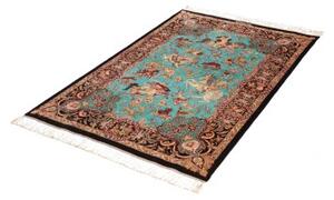 Tappeto Ghom Seta Figurativo Turchese Beige 100x145 Cm