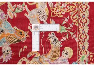 Tappeto Ghom Seta Figurativo Rosso Scuro Avorio 60x95 Cm