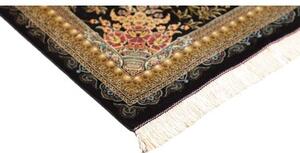 Tappeto Ghom Seta Figurativo Nero Beige 60x92 Cm