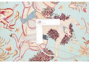 Tappeto Ghom Seta Figurativo Turchese Beige 100x145 Cm