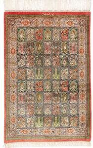 Tappeto Ghom Seta Geometrico Rosso Corallo Multicolore 60x90 Cm