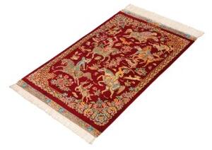 Tappeto Ghom Seta Figurativo Rosso Scuro Avorio 60x95 Cm