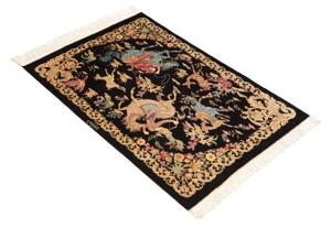 Tappeto Ghom Seta Figurativo Nero Beige 60x91 Cm