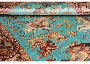 Tappeto Ghom Seta Figurativo Turchese Beige 100x145 Cm