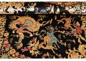 Tappeto Ghom Seta Figurativo Nero Beige 60x91 Cm