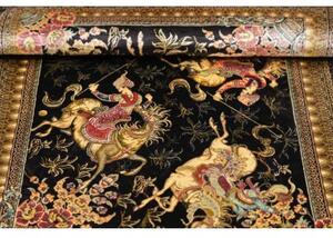 Tappeto Ghom Seta Figurativo Nero Beige 60x92 Cm