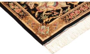 Tappeto Ghom Seta Figurativo Nero Beige 61x92 Cm