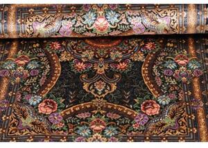 Tappeto Ghom Seta Medaglione Floreale Nero Rosso 60x90 Cm