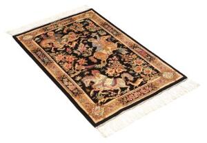 Tappeto Ghom Seta Figurativo Nero Beige 61x92 Cm